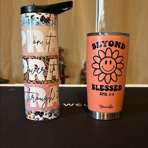 Orange and Multicolor Tumblers Set